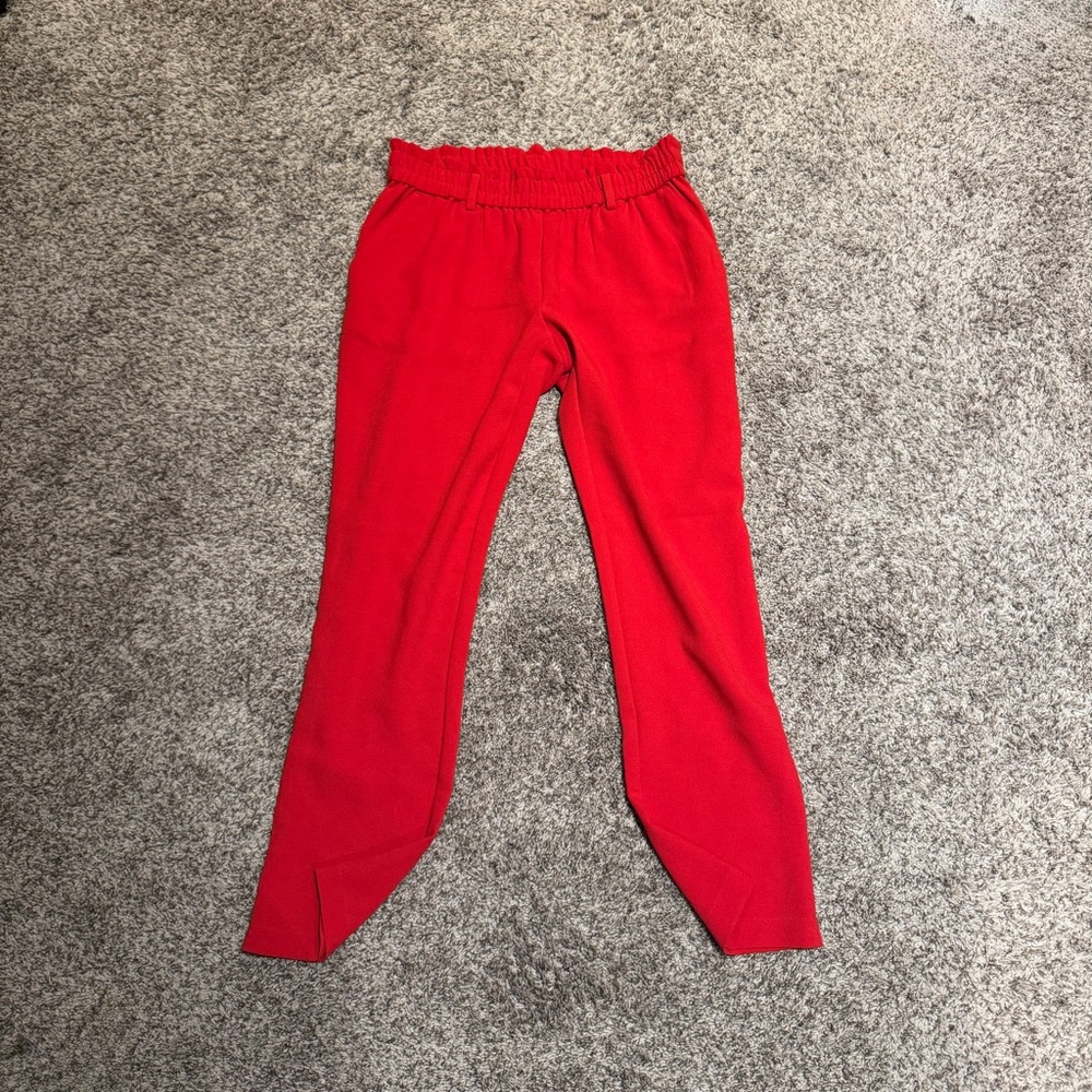 LOFT Red Slim Ankle Trousers